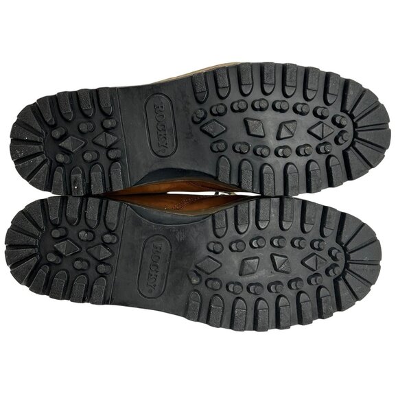 Vintage Rocky Mens Leather Hiking Shoes 8.5M Brown Green Accents Rugged Loafer - Picture 9 of 9